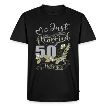 Noces d’or ! 50 ans de bonheur conjugal - T-shirt Premium bio Homme - noir - Devant - Nico (187cm)