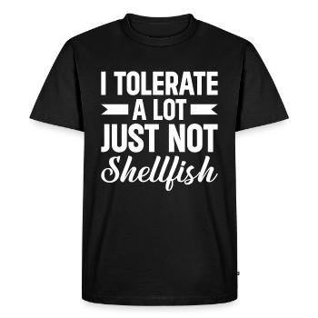 Je tolère beaucoup de choses, mais pas les crustacés - T-shirt Premium bio Homme - noir - Devant - Nico (187cm)