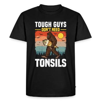 Guys don't need almonds! Tonsil surgery - Men's Premium Organic T-Shirt - black - Front - Nico (187cm)
