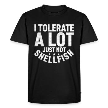 Je tolère beaucoup de choses, mais pas les crustacés - T-shirt Premium bio Homme - noir - Devant - Nico (187cm)