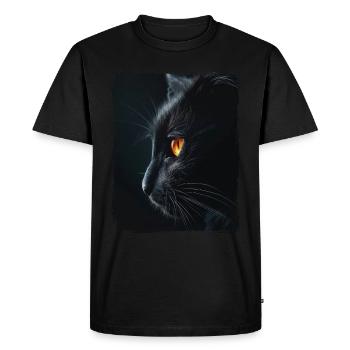 Photographie de chat Gros plan Yeux de chat Noir Chat - T-shirt Premium bio Homme - noir - Devant - Nico (187cm)