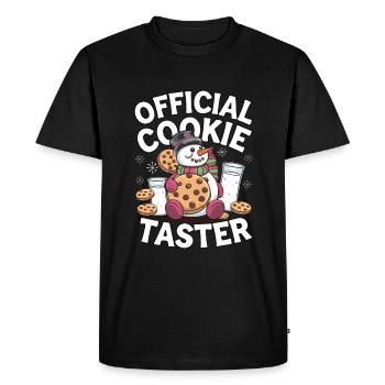 Testeur de biscuits officiel Motif de Noël bonhomme de neige - T-shirt Premium bio Homme - noir - Devant - Nico (187cm)