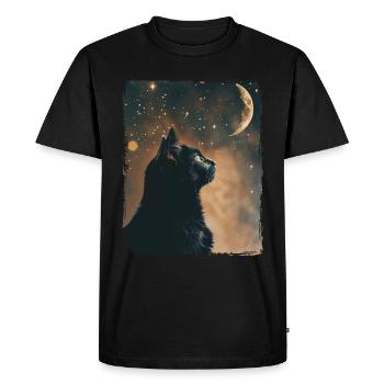 Black Cat Animal Stars Full Moon Night Starry Sky - Men's Premium Organic T-Shirt - black - Front - Nico (187cm)