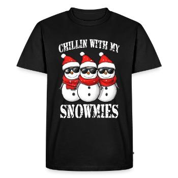 Chillin with my Snowmies Funny Christmas - Men's Premium Organic T-Shirt - black - Front - Nico (187cm)