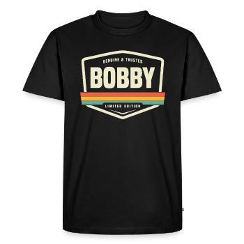 Bobby Genuine and Trusted Funny Name Bobby - Men's Premium Organic T-Shirt - black - Front - Nico (187cm)