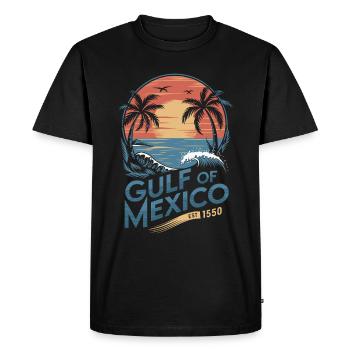Gulf of Mexico Retro Beach Vibes Vintage Sunset - T-shirt Premium bio Homme - noir - Devant - Nico (187cm)