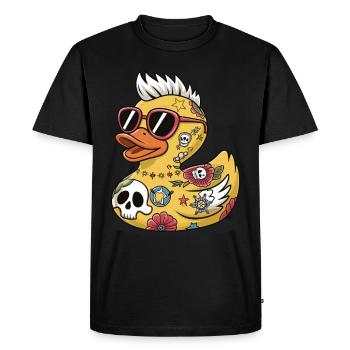 Duck Rubber Duck Punk Heavy Metal Animal Bird - Men's Premium Organic T-Shirt - black - Front - Nico (187cm)