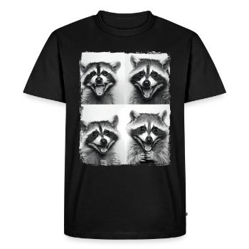 Drôle raton laveur Poubelle Panda Animal Photobooth Selfie - T-shirt Premium bio Homme - noir - Devant - Nico (187cm)