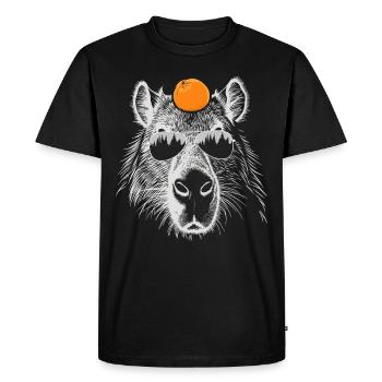 Cool Capybara rongeur illustration orange fruit - T-shirt Premium bio Homme - noir - Devant - Nico (187cm)