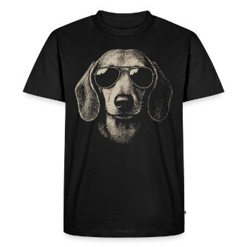 Cool Dachshund Dog Aviator Sunglasses Sketch - Men's Premium Organic T-Shirt - black - Front - Nico (187cm)