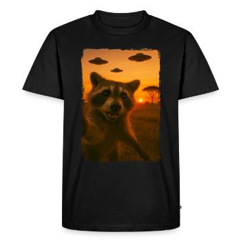 raton laveur trash panda coucher de soleil OVNI savane ciel - T-shirt Premium bio Homme - noir - Devant - Nico (187cm)