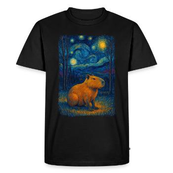 Capybara Nuit étoilée Style Van Gogh Peinture - T-shirt Premium bio Homme - noir - Devant - Nico (187cm)