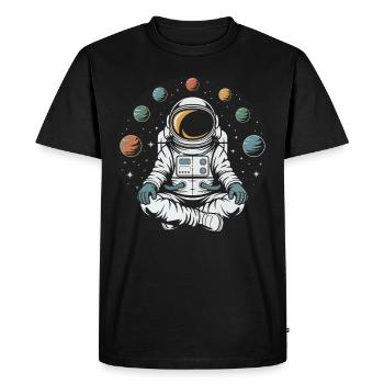 Astronaute Yoga Méditation Planète Espace Orbite - T-shirt Premium bio Homme - noir - Devant - Nico (187cm)