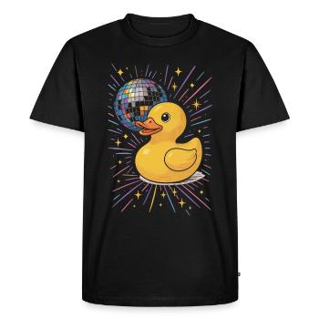 Rubber Duck Disco Ball Party Illustration - Men's Premium Organic T-Shirt - black - Front - Nico (187cm)