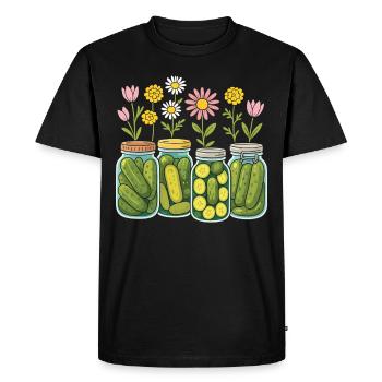 Pickled Cucumbers Jars Flowers Floral Home Decor - Men's Premium Organic T-Shirt - black - Front - Nico (187cm)