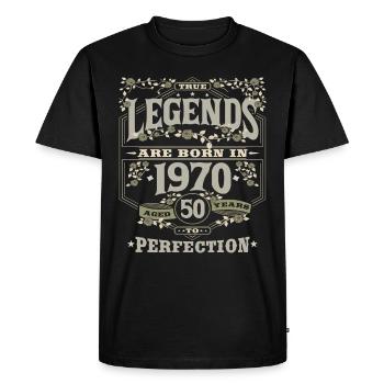 Vintage 1970 50e anniversaire légende cadeau - T-shirt Premium bio Homme - noir - Devant - Nico (187cm)