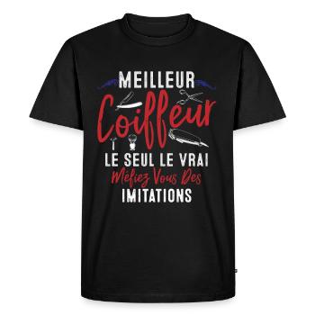 Coiffeur cadeau Coiffeur le vrai Coiffeur - T-shirt Premium bio Homme - noir - Devant - Nico (187cm)