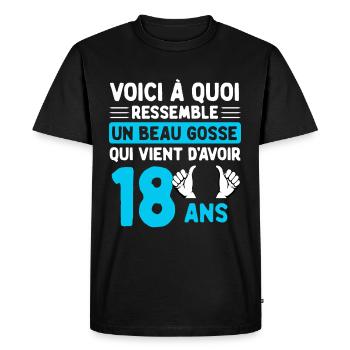 Beau gosse 18 ans adulte - T-shirt Premium bio Homme - noir - Devant - Nico (187cm)