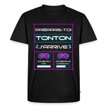 Futur Tonton Gamer Cadeau tonton j'arrive - T-shirt Premium bio Homme - noir - Devant - Nico (187cm)