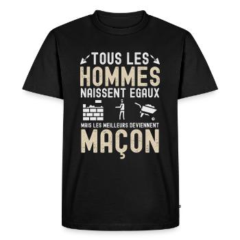 Maçon - Homme - Maçonnerie - Meilleur - Cadeau - T-shirt Premium bio Homme - noir - Devant - Nico (187cm)