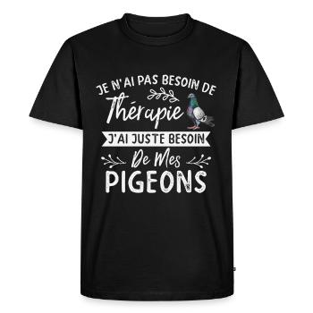Pigeon, pigeon, colombophile, pigeons, course - T-shirt Premium bio Homme - noir - Devant - Nico (187cm)