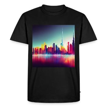 Dubaï silhouette skyline art abstrait - T-shirt Premium bio Homme - noir - Devant - Nico (187cm)