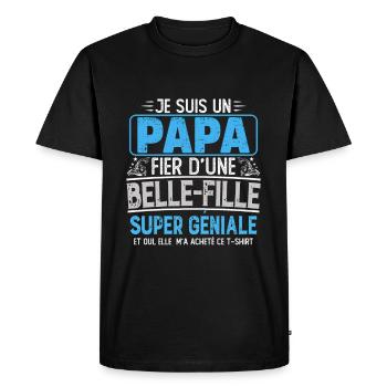 je suis un papa fier d une belle fille - T-shirt Premium bio Homme - noir - Devant - Nico (187cm)