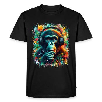 Banksy DJ Monkey Thinker - Men's Premium Organic T-Shirt - black - Front - Nico (187cm)