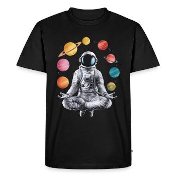 Astronaute de l'espace méditation zen yoga planète - T-shirt Premium bio Homme - noir - Devant - Nico (187cm)