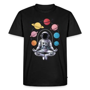 Astronaute de l'espace méditation zen yoga planète - T-shirt Premium bio Homme - noir - Devant - Nico (187cm)