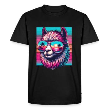 Lama d'été avec des lunettes de soleil cadeau - T-shirt Premium bio Homme - noir - Devant - Nico (187cm)