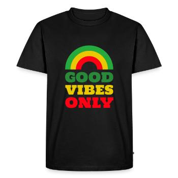 good vibes only reggae arc-en-ciel - T-shirt Premium bio Homme - noir - Devant - Nico (187cm)