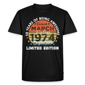 50 Years Old Made In 1974 Vintage March 1974 - T-shirt Premium bio Homme - noir - Devant - Nico (187cm)