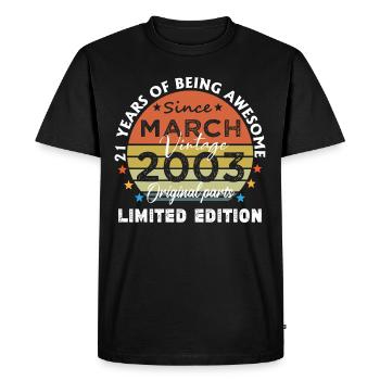 21 Years Old Made In 2003 Vintage March 2003 - Men's Premium Organic T-Shirt - black - Front - Nico (187cm)