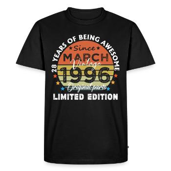 28 Years Old Made In 1996 Vintage March 1996 - Men's Premium Organic T-Shirt - black - Front - Nico (187cm)