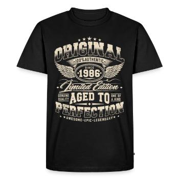 Vintage, 1986, Rétro, Vintage, Cadeau d’anniversaire - T-shirt Premium bio Homme - noir - Devant - Nico (187cm)