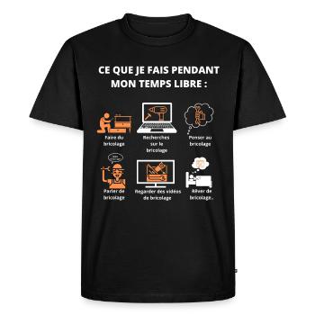 Ce que je fais pendant mon temps libre : bricolage - T-shirt Premium bio Homme - noir - Devant - Nico (187cm)