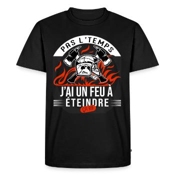 pas temps un feu à éteindre humour sapeur pompier - T-shirt Premium bio Homme - noir - Devant - Nico (187cm)