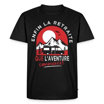 Enfin la Retraite camping car Humour retraité - T-shirt Premium bio Homme - noir - Devant - Nico (187cm)
