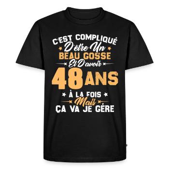 Cadeau d'anniversaire Beau gosse et d'avoir 48 ans - T-shirt Premium bio Homme - noir - Devant - Nico (187cm)