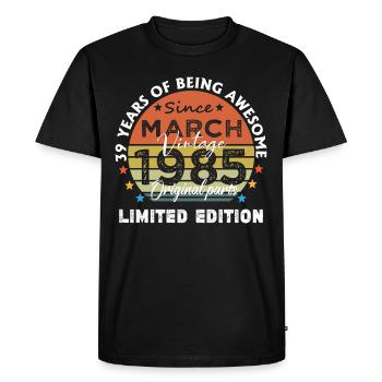 39 Years Old Made In 1985 Vintage March 1985 - T-shirt Premium bio Homme - noir - Devant - Nico (187cm)