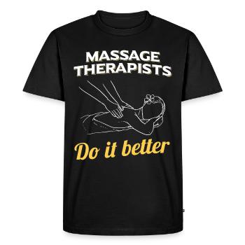 Gift idea for physiotherapists | Work Occupation - Men's Premium Organic T-Shirt - black - Front - Nico (187cm)
