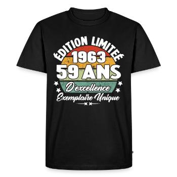 Cadeau 59 ans d'excellence / Édition limitée 1963 - T-shirt Premium bio Homme - noir - Devant - Nico (187cm)