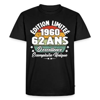 Cadeau 62 ans d'excellence / Édition limitée 1960 - T-shirt Premium bio Homme - noir - Devant - Nico (187cm)