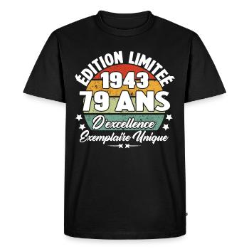 Cadeau 79 ans d'excellence / Édition limitée 1943 - T-shirt Premium bio Homme - noir - Devant - Nico (187cm)