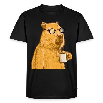 Capybara avec lunettes - T-shirt Premium bio Homme - noir - Devant - Nico (187cm)