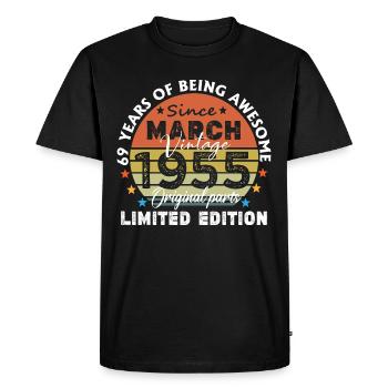 69 Years Old Made In 1955 Vintage March 1955 - T-shirt Premium bio Homme - noir - Devant - Nico (187cm)