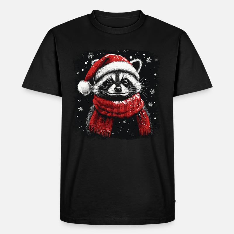 Weihnachtswaschbär - Männer Premium Bio T-Shirt - Schwarz