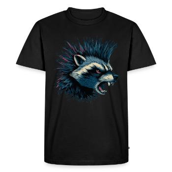 Angry Raccoon Punk - Men's Premium Organic T-Shirt - black - Front - Nico (187cm)