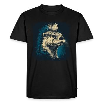 Loutre Punk Rock - T-shirt Premium bio Homme - noir - Devant - Nico (187cm)